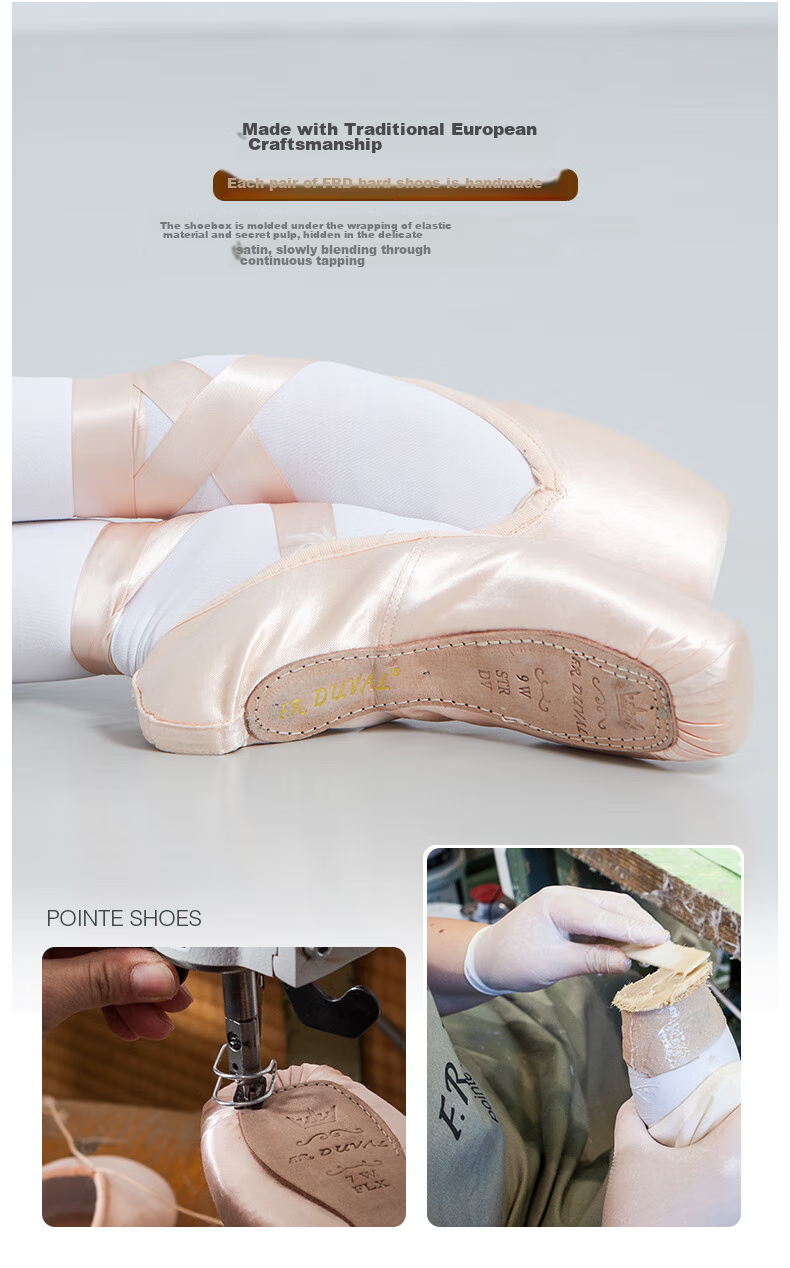 Sansha Ballet Pointe Shoes, Satin Upper, Leather Sole, Dance Shoes, Hard Shoes, Practice Shoes, FRD1.0REG, Satin, Size 37 4