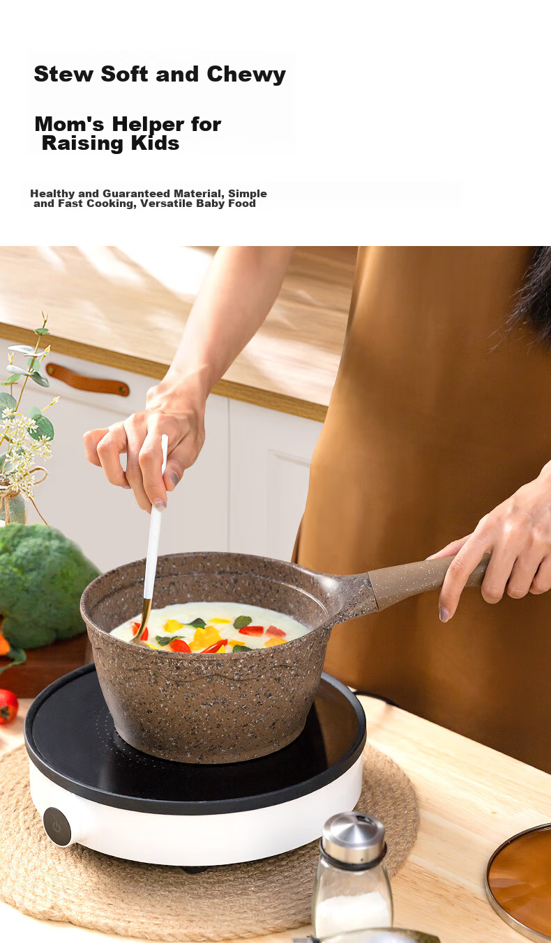 Amercook Alfitai Milk Pot, Baby Food Pot, Maifanshi Non-Stick Pot, Amier for Cooking Milk Porridge And Noodles, Suitable for Induction Cooker And Gas Stove 8