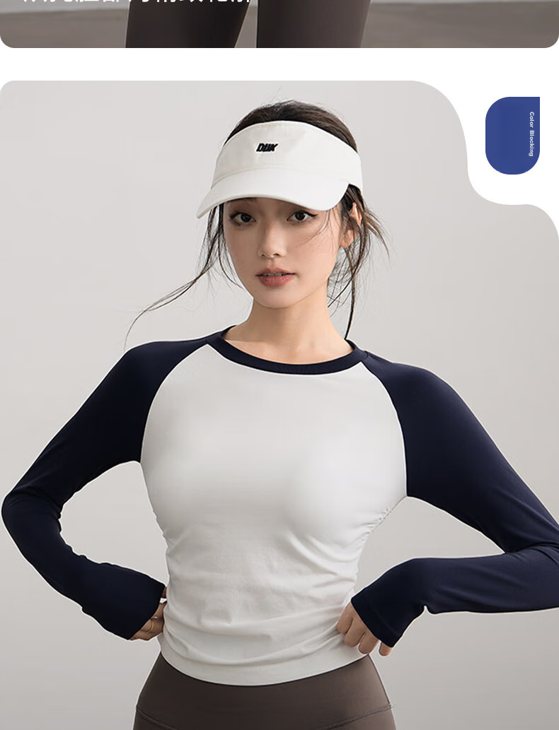 XUEXIMAN Yoga Top for Women, Contrasting Color Sports Long Sleeve Pilates Training Wear, Quick-Dry Running Fitness Clothing for Autumn And Winter 6