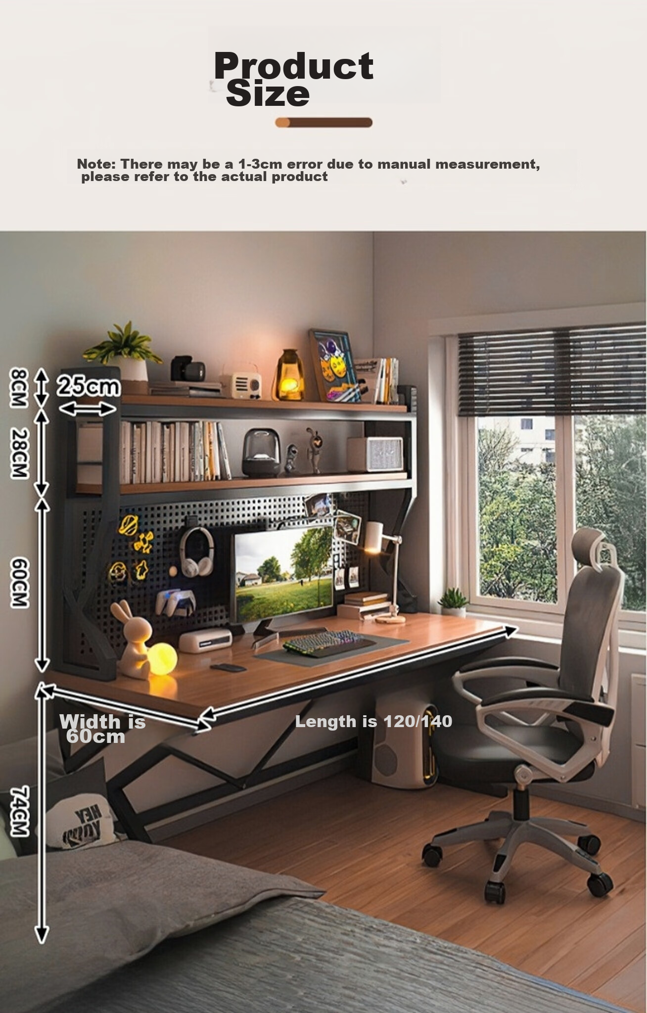 Quanpinwu Computer Desk with Storage, Gaming Desk, Study Table, Organizer Shelf, Pegboard Combination All-In Office Desk 21
