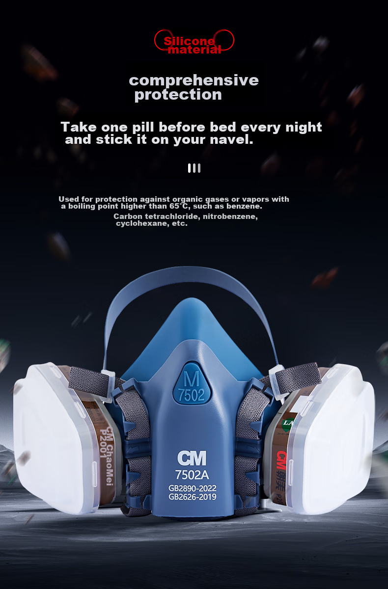 CM 7502 Silicone Gas Mask, Protects Against Toxic Gases, Industrial Chemical Spray Paint Pesticide Spraying Renovation Dust Formaldehyde-Specific Respirator 1