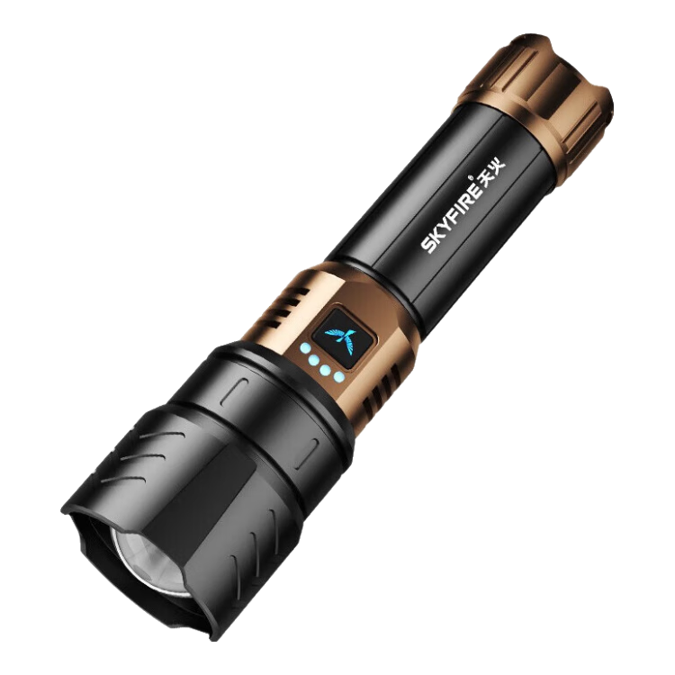 SkyFire Flashlight Canglong High-Brightness Zoomable Long-Range Rechargeable Battery-Powered for Home, Military, Outdoor, And Wilderness Survival Use