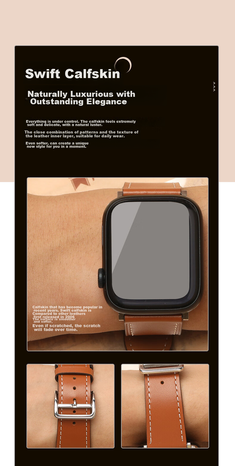 Weiqiantu [Genuine Leather Watch Strap] Compatible with Apple Watch Series 12/11, Genuine Leather Apple IWatch Series 12/11/10/9 Strap SE3/ultra4/3/2 for Men And Wome 7