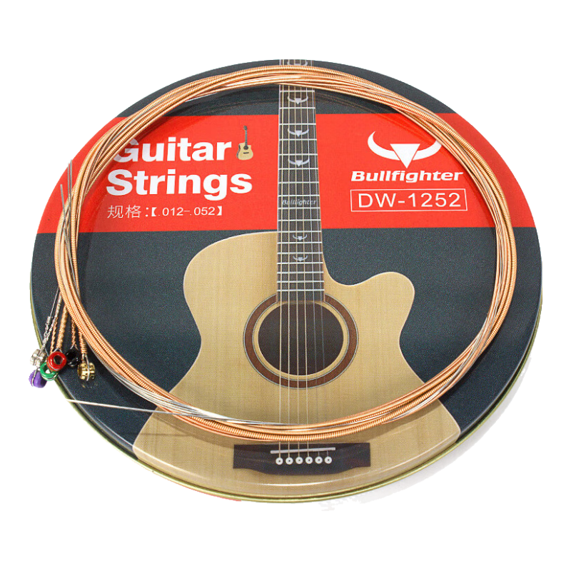 Bullfighter Guitar Strings, 8 Pieces Set, Acoustic Guitar Phosphor Bronze Anti-Rust Strings, 1252