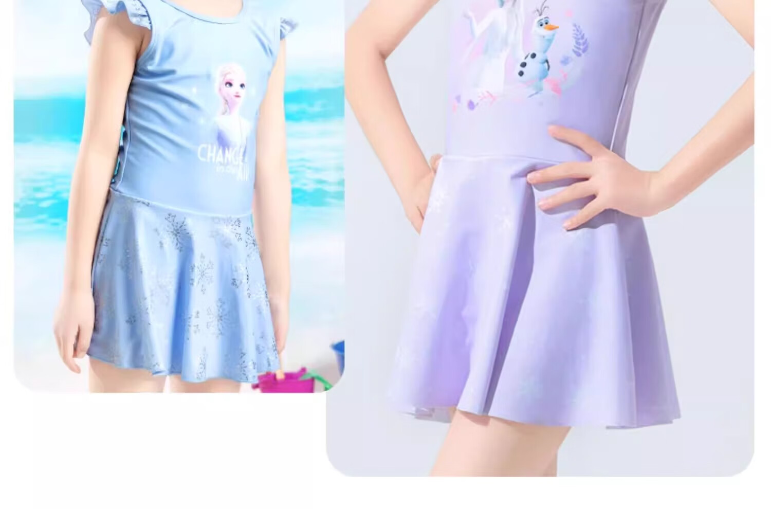 Dishini Elsa Baby Swimsuit, Cute Princess Children's Swimwear, Girls' Swimsuit, SF240142 Purple, Size 110 8