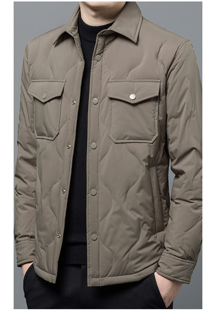 Edenbo Autumn Winter Men's Down Jacket Turn-down Collar Workwear Casual Warm Coat Dark Gray 1175/92A (L) 4