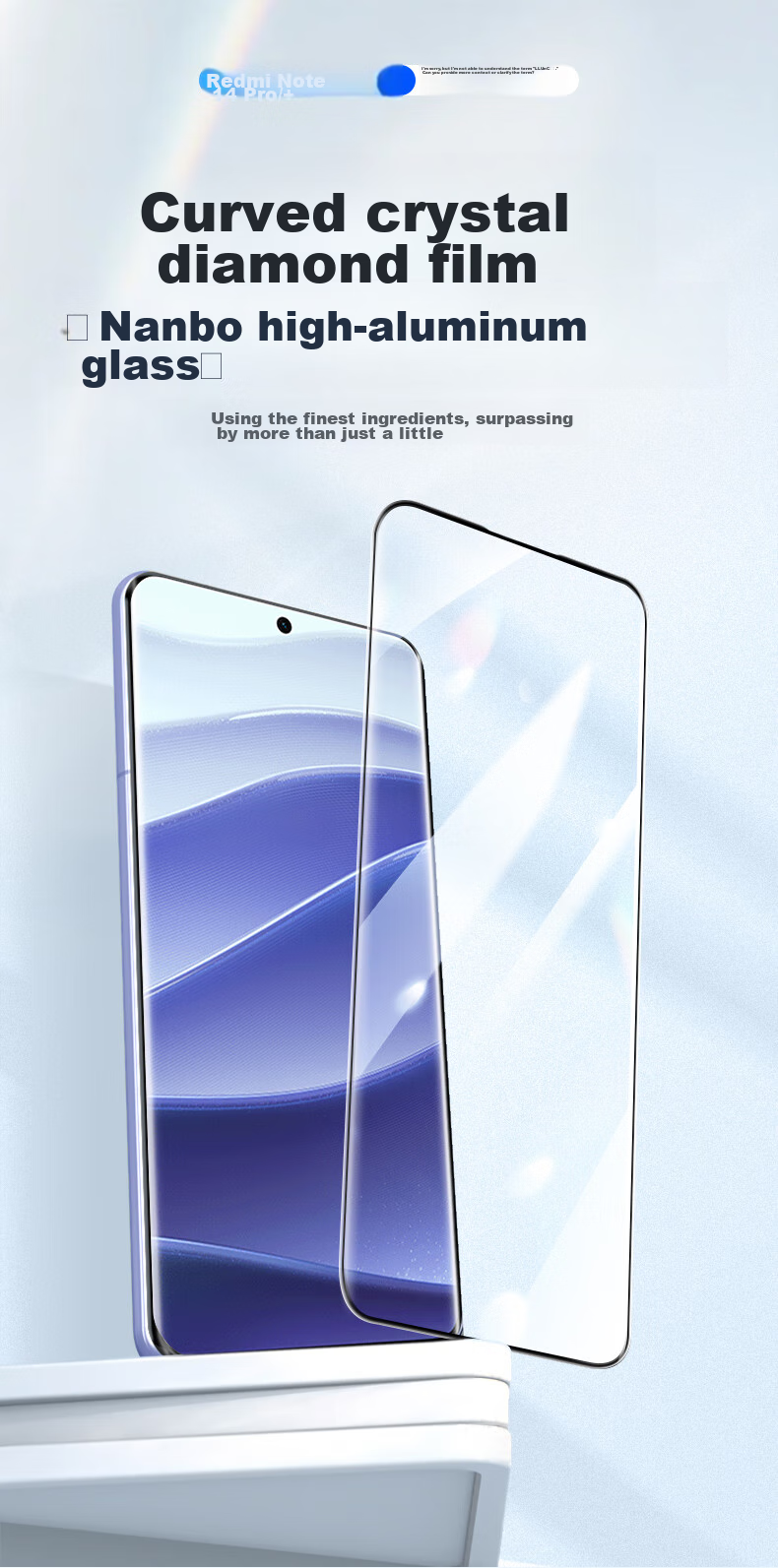 LLUNC [2-Pack] Tempered Glass Screen Protector for Xiaomi Redmi Note14 Pro/+, Curved Full-Screen Ultra-Thin Ultra-Clear Glass Anti-Fingerprint Shatterproof Phone Screen Protector for Xiaomi Redmi Smartphone 2