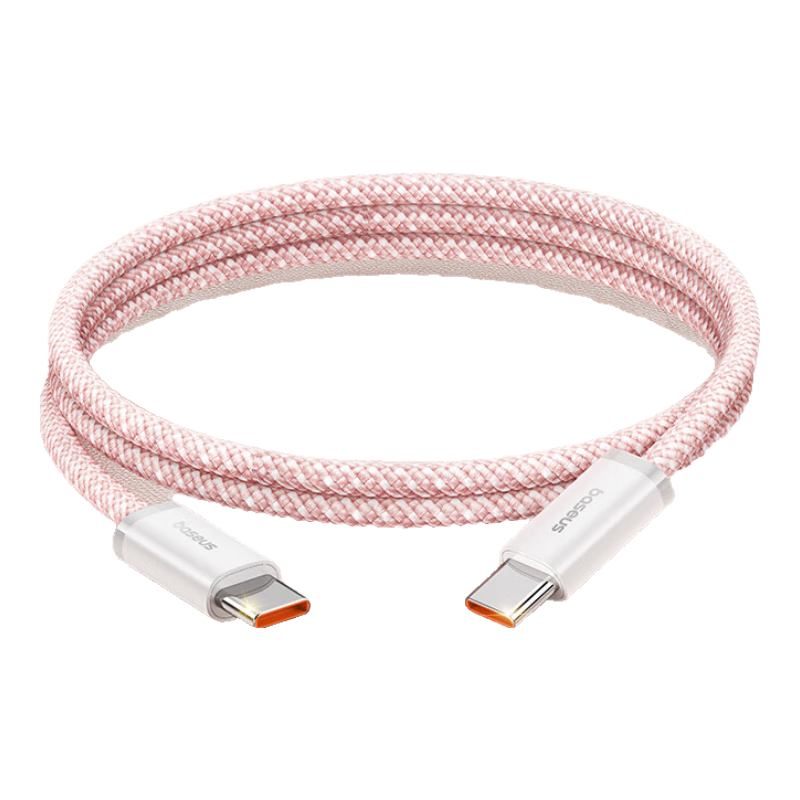 BASEUS Apple 18W Charging Cable, Dual-Head Type-C Data Cable, PD100W Compatible with 60W, Suitable for IPhone 17 Pro Max/16/15, Phones, Mac Computers, IPad, Huawei, 1 Meter Pink