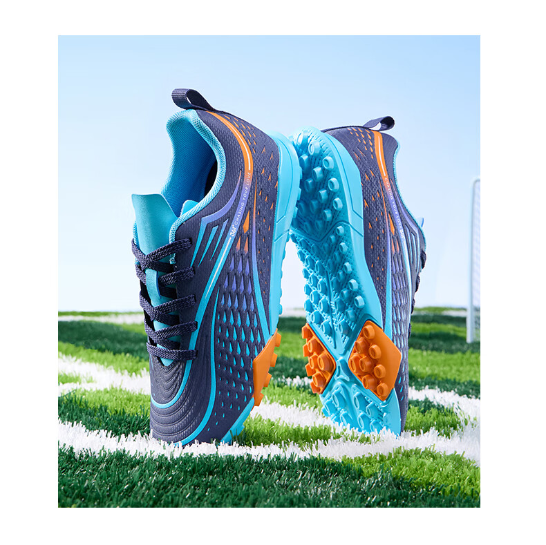 361° Children's Soccer Shoes, 2025 All-Season Youth Shock-Absorbing Rebound Sports Cleats, Wear-Resistant Training Shoes, Silver, Size 37 8