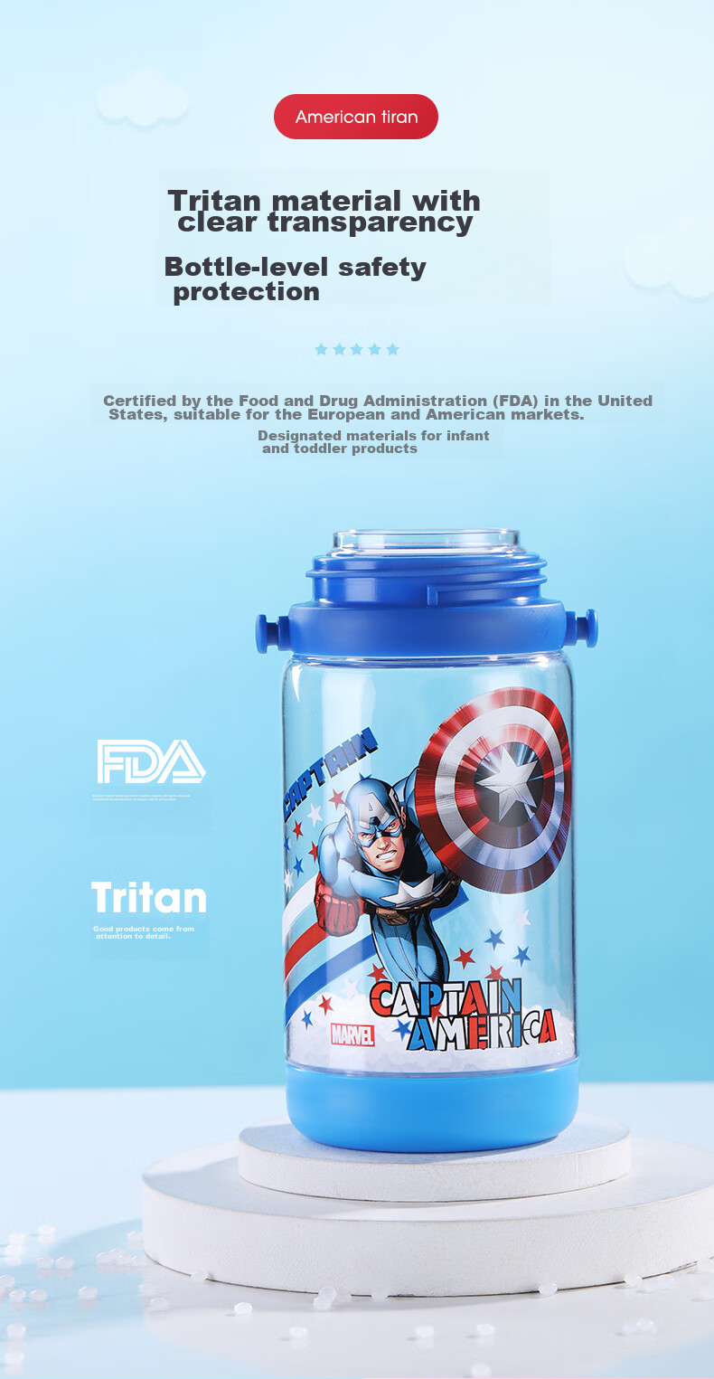 Disney Kids Water Bottle with Straw Large Capacity High Temperature Resistant Plastic Water Bottle Double Lid Drinking Cup for Boys and Girls Elementary Students 3