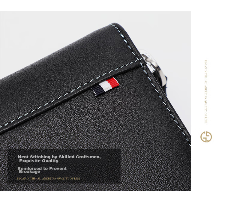 GOLF Top-Grain Leather Men's Card Holder, Multifunctional Driver's License/ID Card Holder, Large Capacity Document Case, Gift for Men, Business Card Holder, Coin Purse, 5V328451J Black 18
