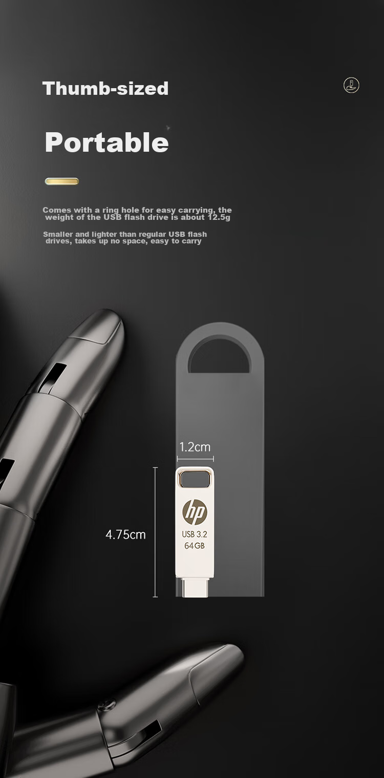 HP 128GB Type-C USB3.2 Gen1 Flash Drive with Longyuan Logo And X206c Skin, Read Speed up to 200MB/s, Dual Interface for Study, Office, Mobile Phone And Computer Use 14