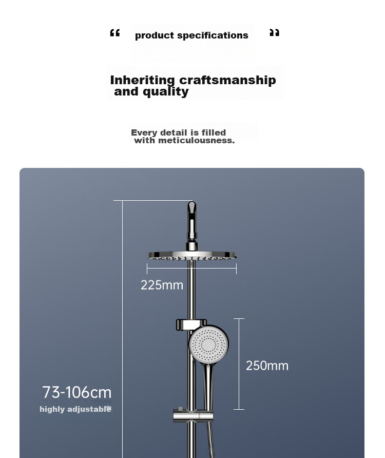 MEJUE Shower Set, High-Pressure Shower Head, Hot And Cold Brass Faucet with Mixing Valve, Bright Silver Z-5119 22
