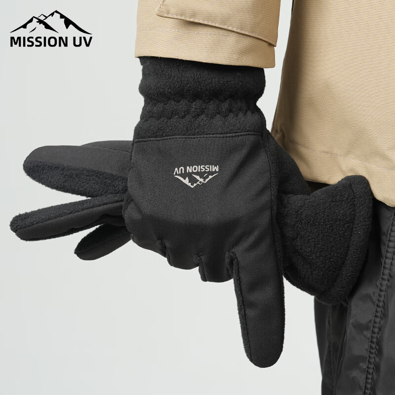 MISSION UV Fleece Warm Gloves for Men, Winter Thickened And Fleece-Lined, Autumn And Winter Hiking Cycling Driving Windproof Cold-Resistant Touchscreen Gloves
