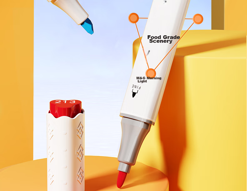 M&G Stationery, 36 Colors Food-Grade Water-Based Markers, Children's And Student Watercolor Pens, Drawing Pens, Dual-Tip Thick And Thin Triangular Barrel, Washable, Birthday And Graduation Gift, APMT80C7 27