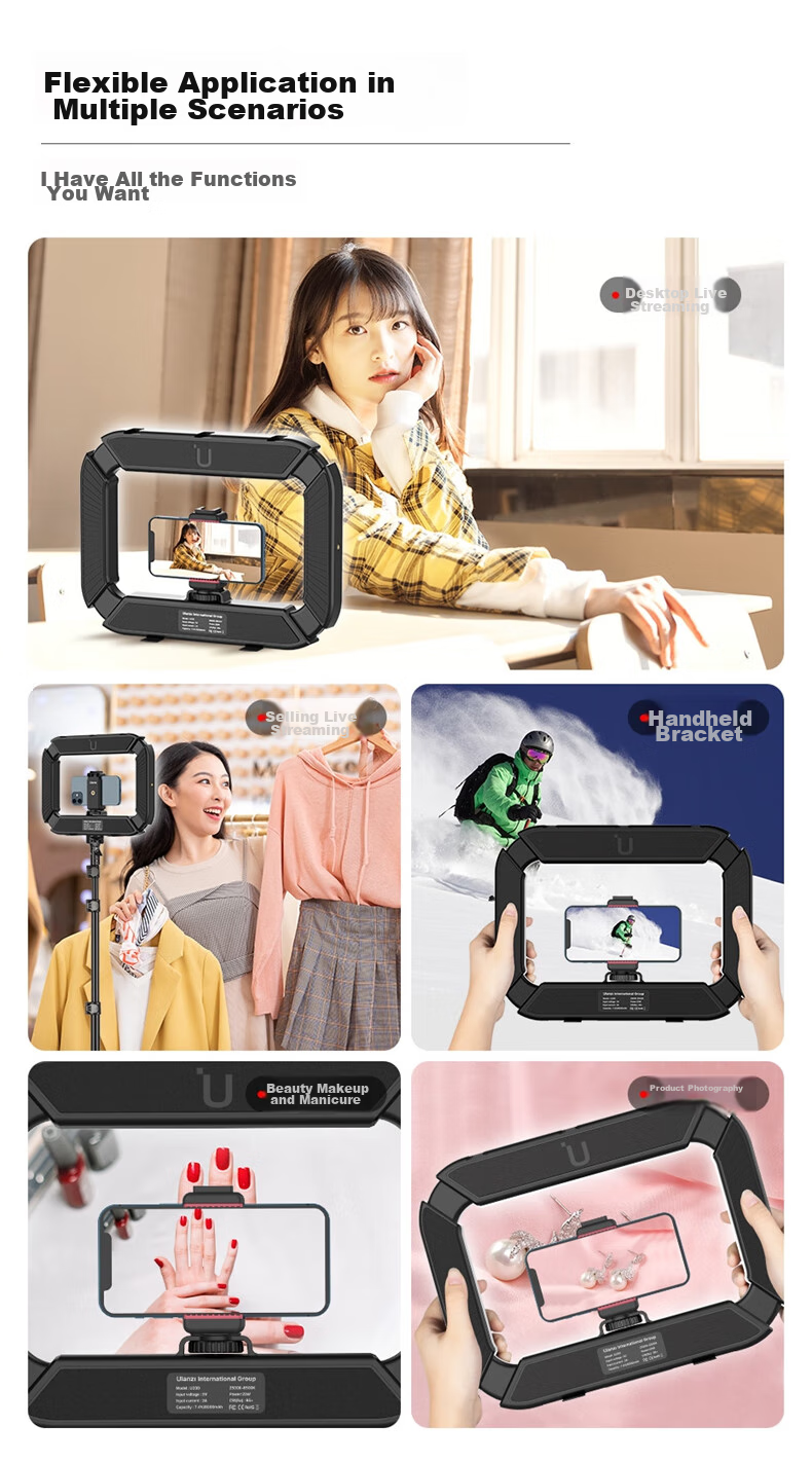 Ulanzi U200 Handheld Ring Light with Dual Color Temperature, for TikTok Live Streaming, Tattoo, Manicure, Eyelash Extension, Photography, Mobile And Mirrorless Camera Lighting, Rabbit Cage Live Streaming Stand 3