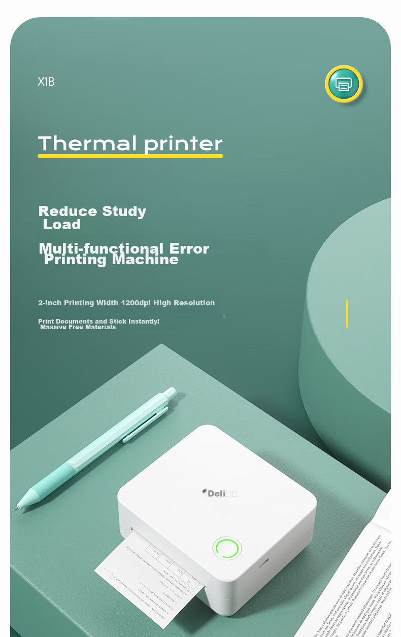 Deli Meow Meow Machine Error Correction Printer X5S, 3-Inch Ultra-High Definition Wide-Format Error Correction Homework Helper, Home Organization No-Copy Student Mini Portable Photo Thermal Printer 1
