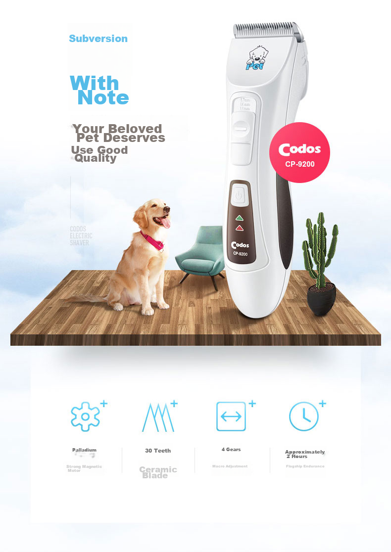 Codos Professional Pet Home Electric Trimmer, Dog Grooming Tool, Rechargeable Hair Clipper for Large Dogs, Customized CP-9200 Graduation Gift 2