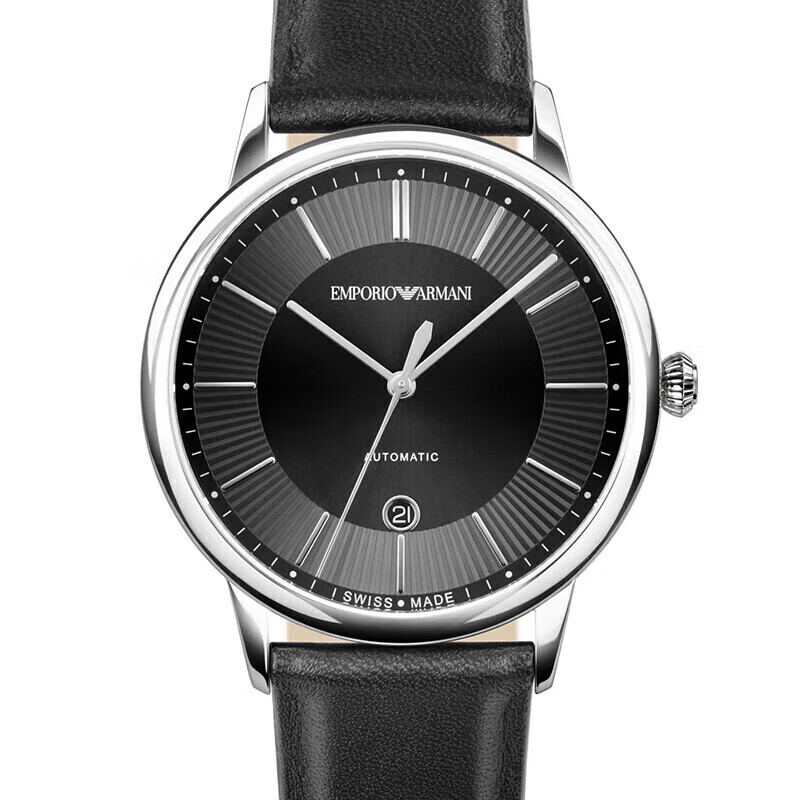 Emporio Armani Men's Simple Business Series Leather Strap Mechanical Watch Swiss Watch Birthday Gift for Boyfriend ARS5100
