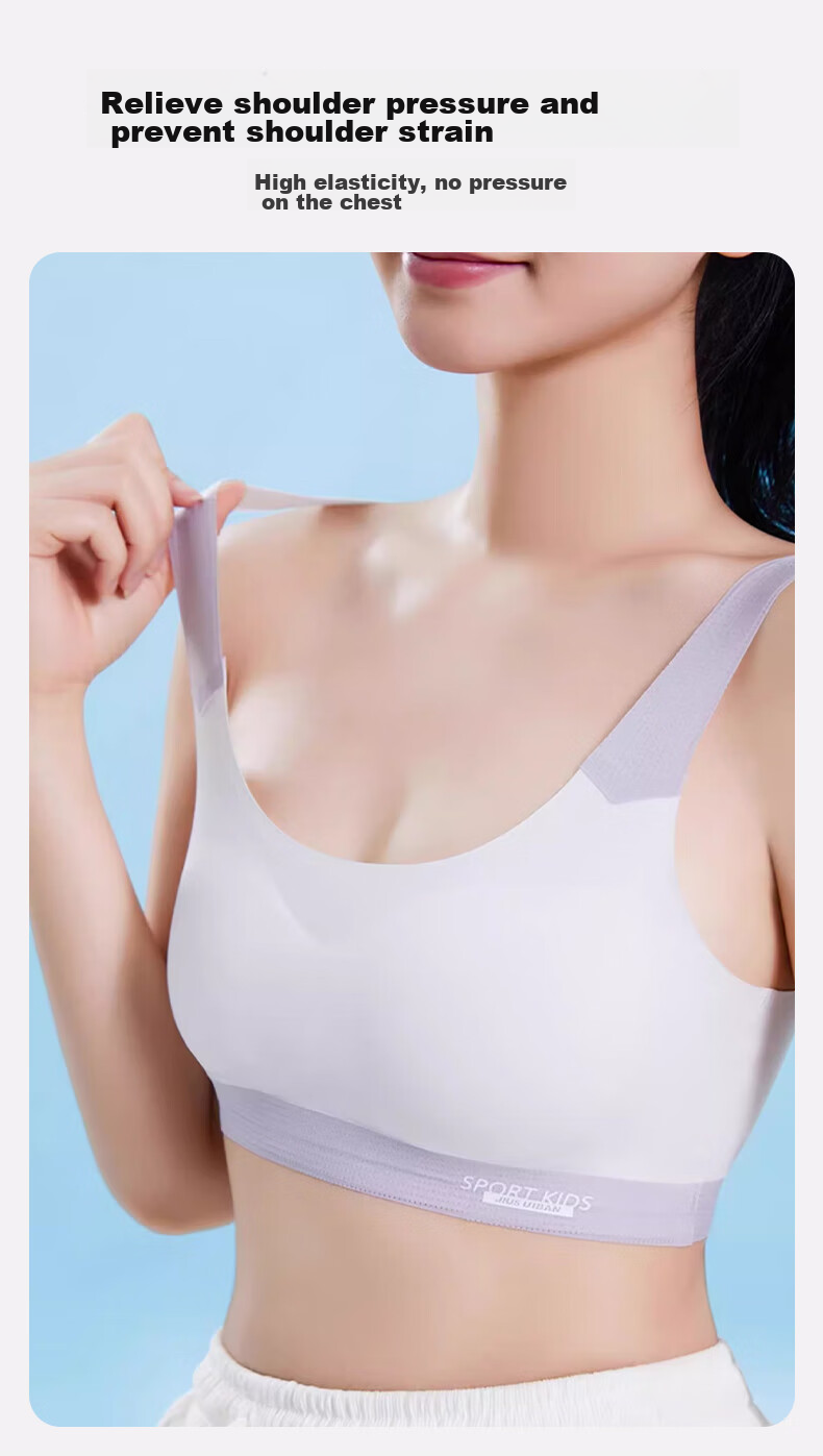 FitonTon, 2-Piece Set, Teenage Girl Underwear, for Middle And High School Students in Puberty, Seamless Summer Bra, Girls' Sports Bralette with Anti-Shock Desig 4