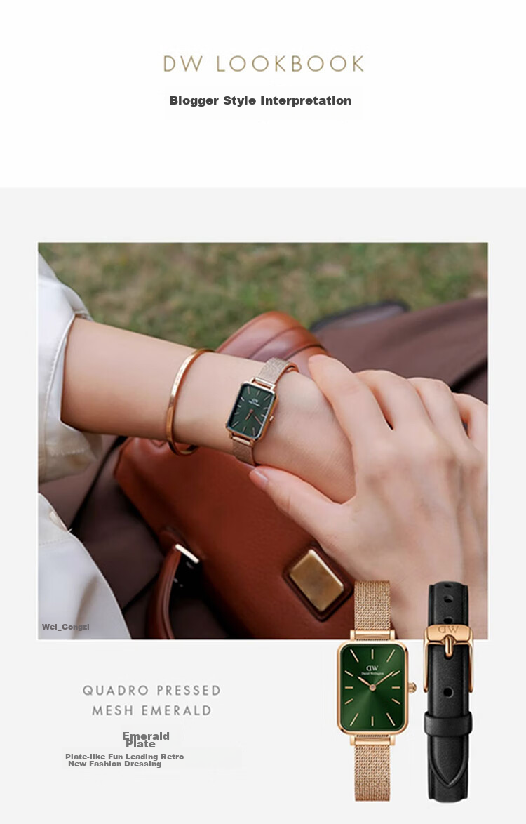 DanielWellington DW Ladies Wristwatch, Vintage Small Green Watch, Watch Strap Set, Quartz Niche Luxury, Birthday Gift for Girlfriend 6