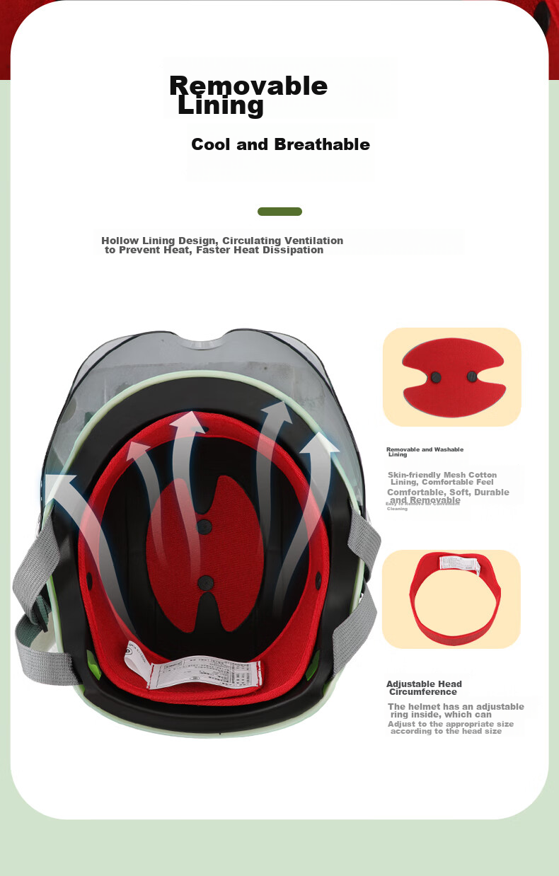 BIGBRO K15 Children's Model, Khaki Panda, New National Standard 3C Certified Motorcycle And Electric Bike Riding Helmet, Unisex for All Seasons, Sun Protection, for Electric Scooters, Summer Half Helmet 13
