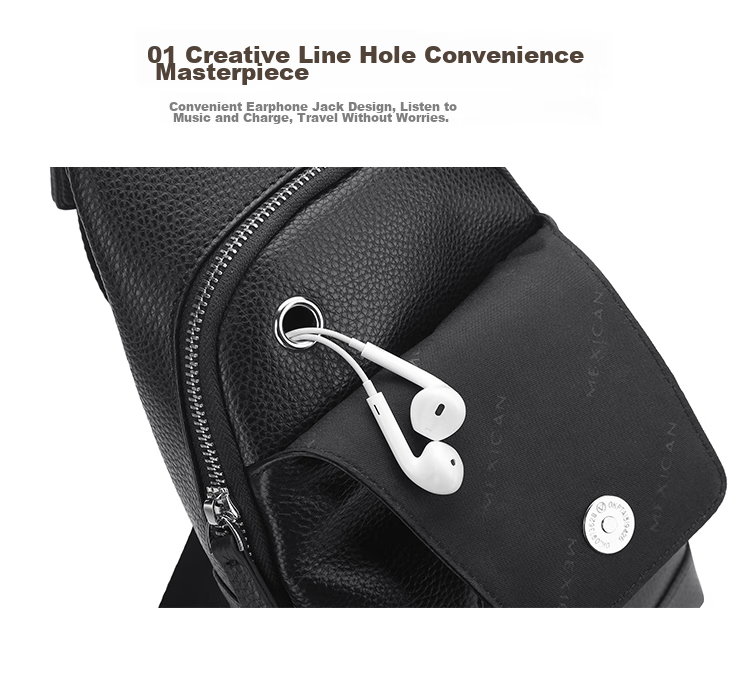 MEXICAN Men's Single-Shoulder Crossbody Top-Grain Leather Chest Bag, Commuter Handbag, Business Travel Lightweight Large-Capacity Birthday Gift 9