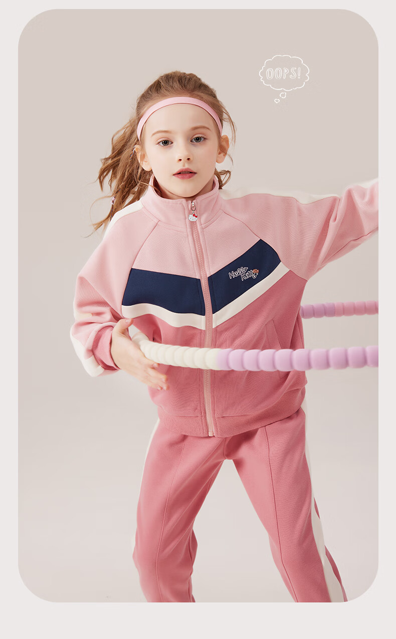 Hello Kitty Girls' Sportswear Set Children's Jacket Spring Autumn Big Kids Sweatshirt Sports Pants Sportswear Two-Piece Set 074 Blue 110 6
