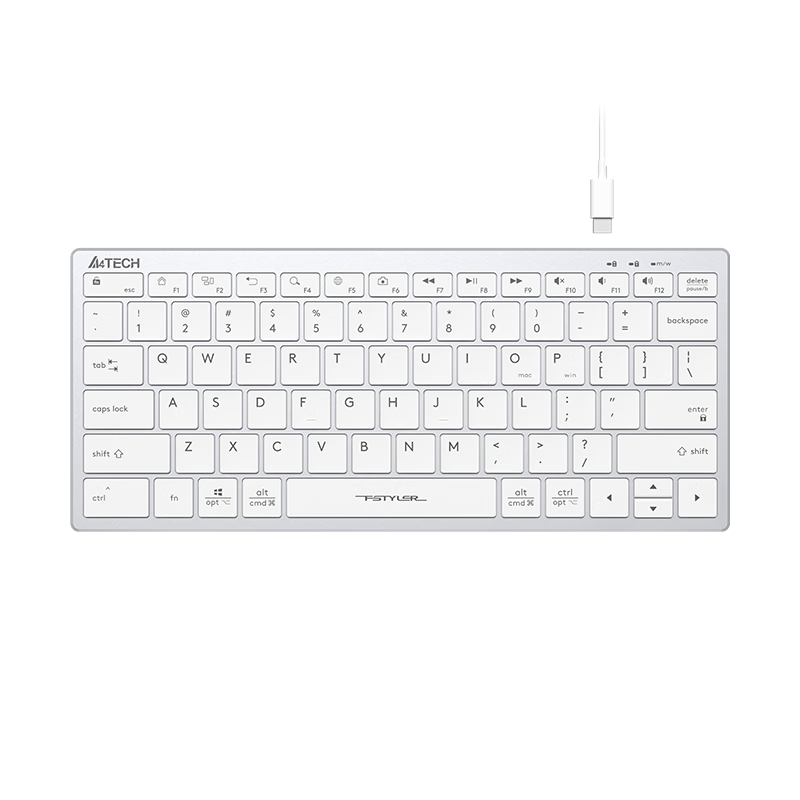 A4TECH FX51, 78-Key Wired Keyboard, Membrane Keyboard, Computer Compact Keyboard, Office Typing Keyboard with Good Feel And Quiet Sound, Fei Shidai Scissor Foot Keyboard, White, Wired