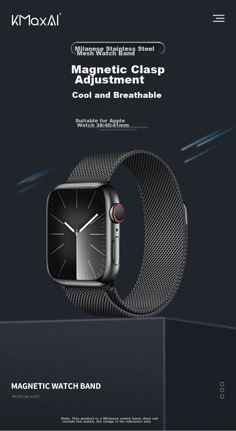 KMaxAI Compatible Milanese Loop Band for Apple Watch Series 12/11, Stainless Steel Magnetic Watch Band for Apple Watch SE 3, Metal Braided Strap for IWatch S10, Starlight 1