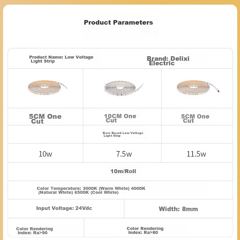 DELIXI Low-Voltage LED Strip Light, Flexible Linear Light Source for Suspended Ceilings, Mood Soft Lighting Strip, 10W Bare Board, 10 Meters, Warm White Light 14