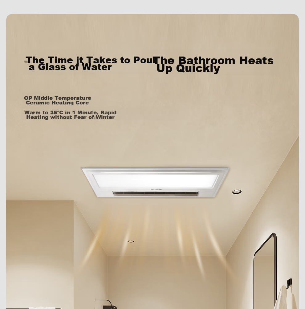 AUPU Wind Heating Bathroom Heater G Series Integrated Warmth Lighting Exhaust Fan with Adjustable Speed Strong/Weak Heating Bathroom Heater S11 8