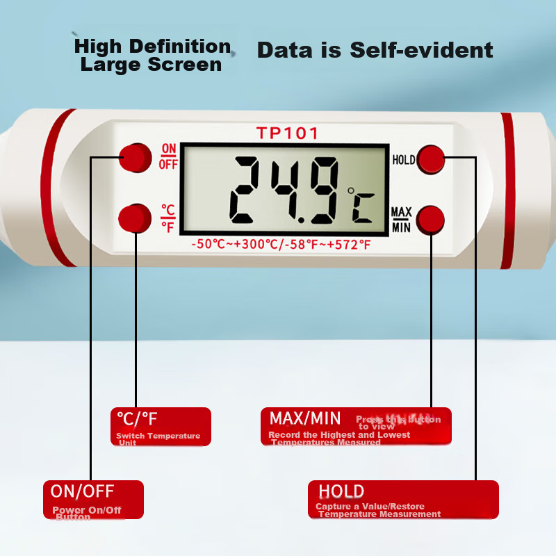 Dienmern Probe Food Thermometer, Kitchen Indoor Oil Temperature Meter, Baby Milk Thermometer, Water Thermometer, Electronic Thermometer