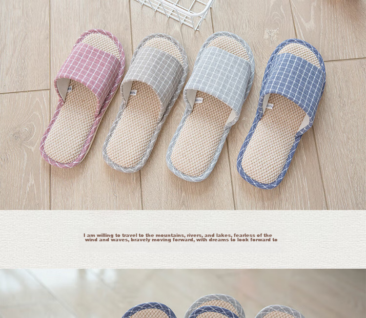 Huili Slippers for Men And Women, Linen Sandals, Couples' Home Casual Lightweight Breathable Sweat-Absorbing Thick-Soled Wear-Resistant Floor Slippers, Classic Mesh Style HL1036, Light Coffee Color, Size 38 to 39 2