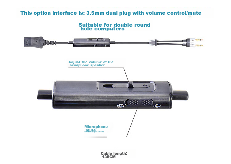 HION FOR600 Headset for Call Center Agents, Customer Service, Telemarketing Headphones - Dual Plug + Volume Control + Mute Function (B5.1) 4