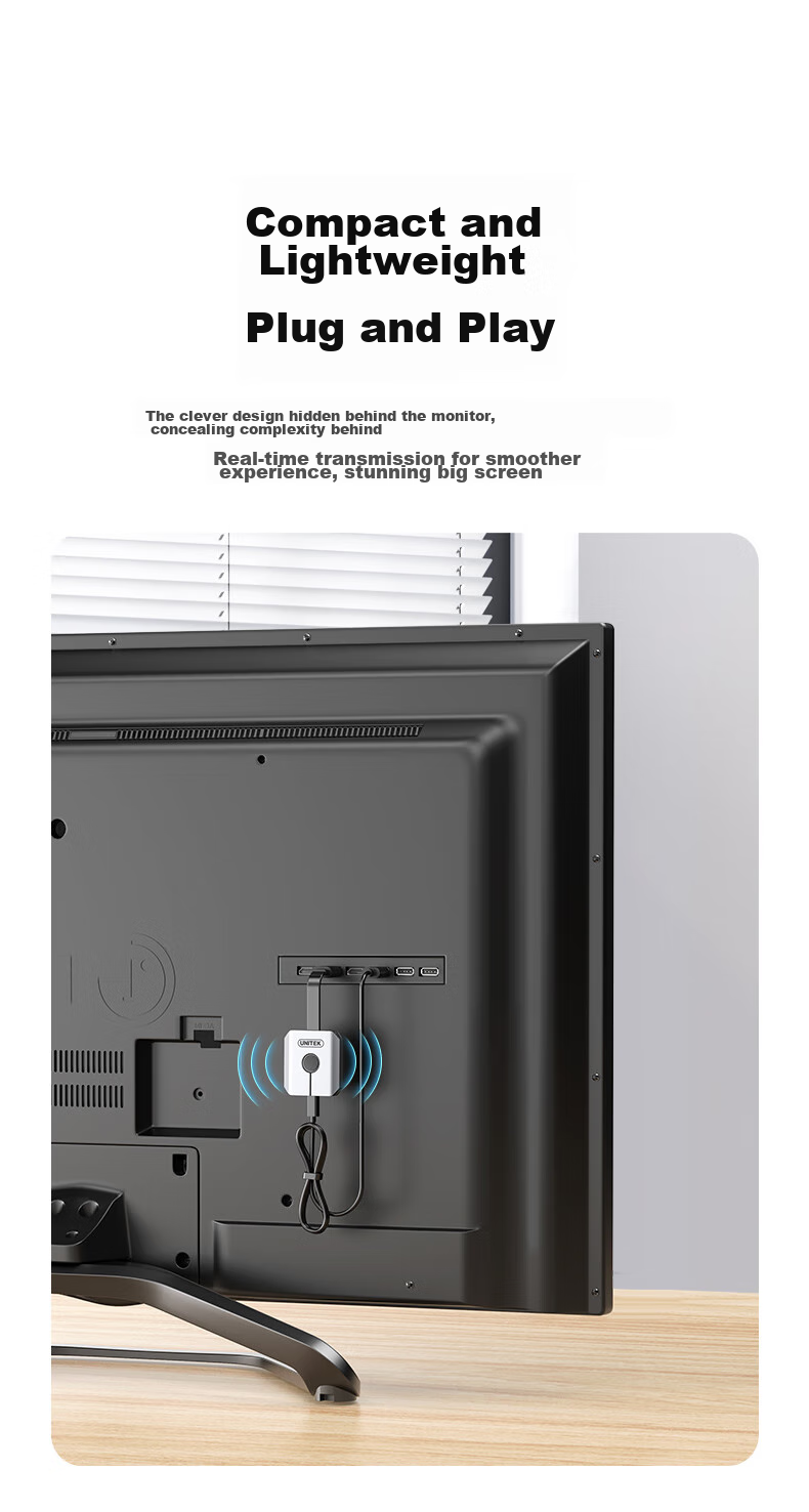 UNITEK Wireless Screen Mirroring Device, HD HDMI Universal 5G Transmission Audio And Video Synchronizer, Supports Apple Huawei Android Phones Direct Connection to Computer Monitor TV Projector 6