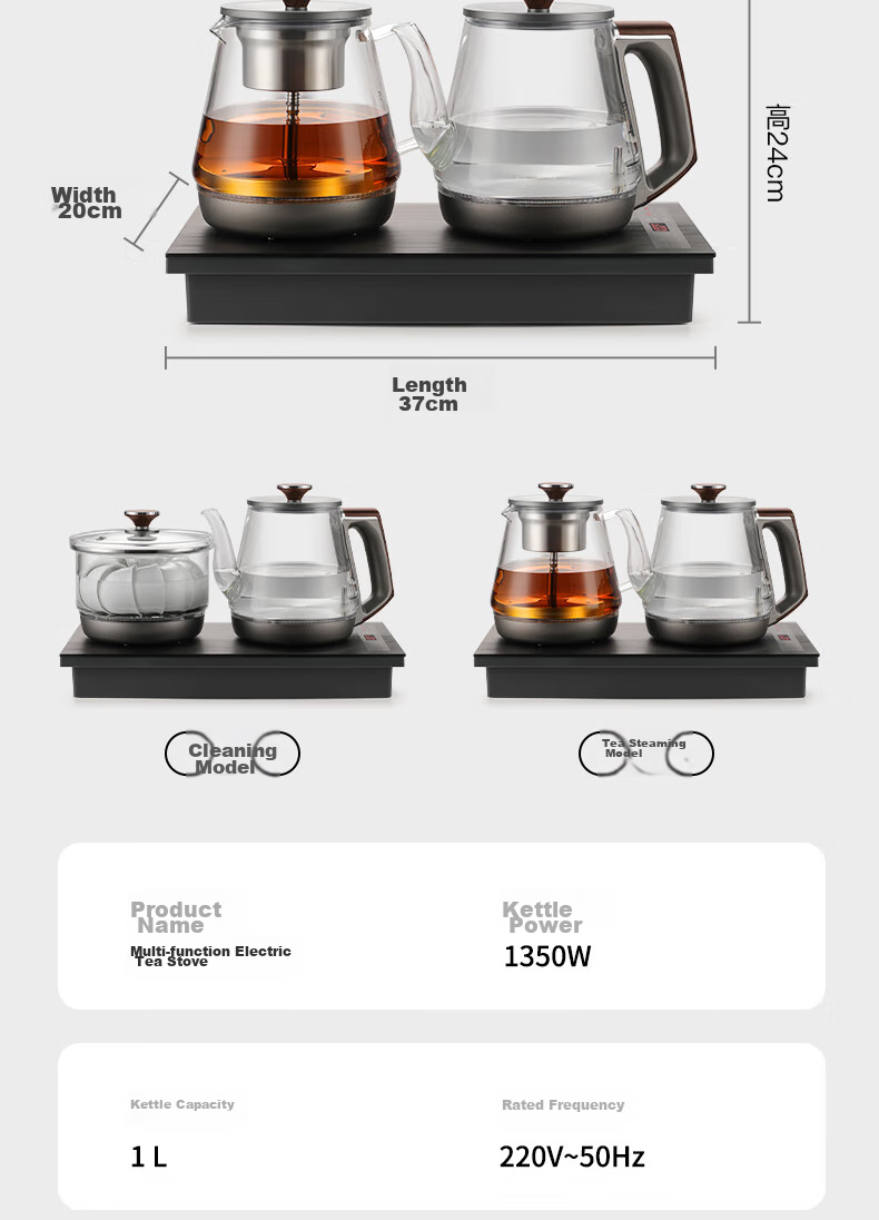 Biooner Fully Automatic Electric Kettle with Water Inlet, Tea Table All-In Water Boiler for Home And Office Use, Built-In Tea Table And Tea Set Electric Tea Stove Set RY-10 Cleaning Model 22