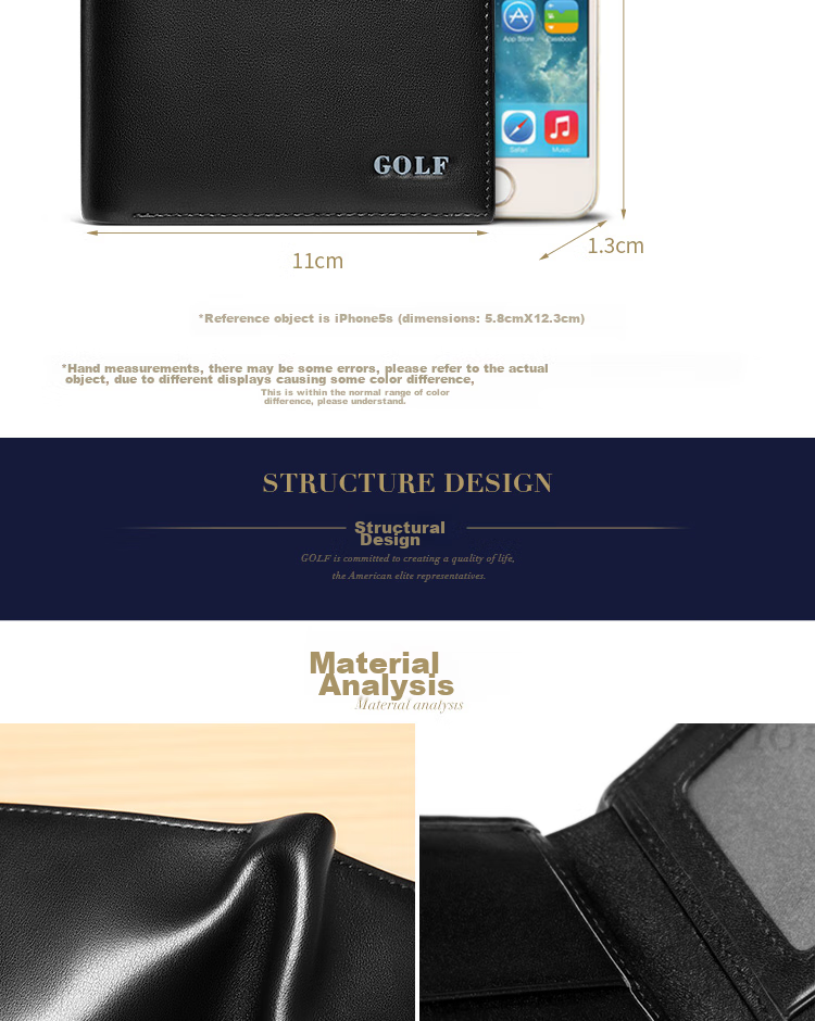 GOLF Men's Wallet, Durable Microfiber with Top-Grain Leather Card Holder And Coin Purse, Short Wallet Gift Box, Present for Boyfriend 10