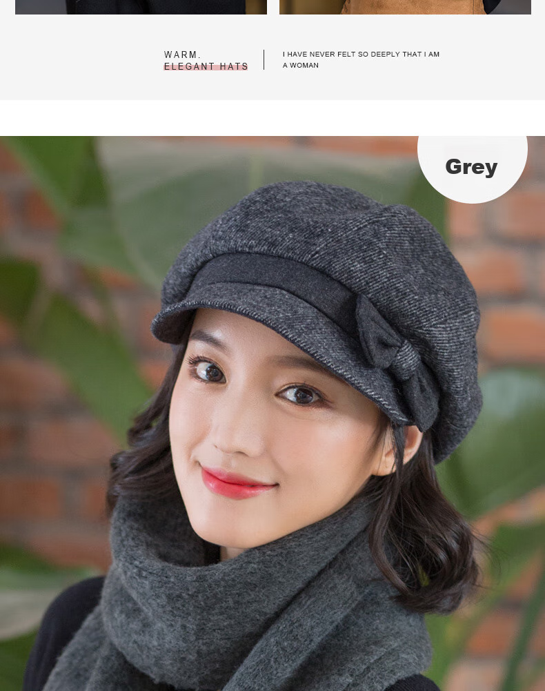 677888 Hat for Women, Spring Fashion Stylish Beret, Octagonal Hat, Retro Korean Style British Simple Versatile, Hat + Scarf 11