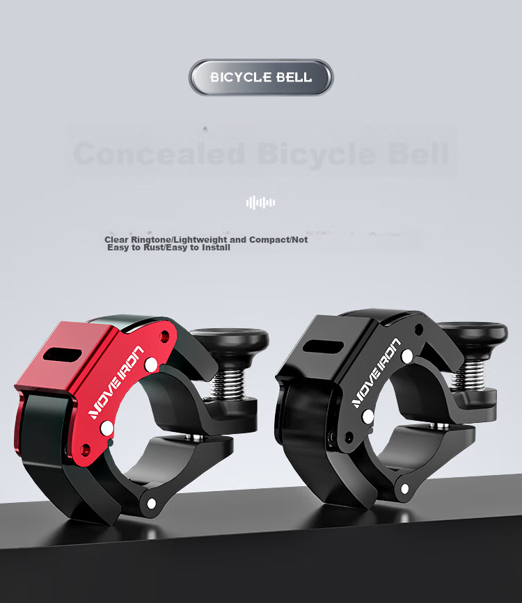 Move Iron Bicycle Bell, Mountain And Road Bike Portable Lightweight Horn, Aluminum Alloy Ultra-Loud Clear Invisible Bell, Red 1