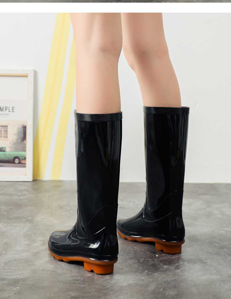 Huili Women's Fashion Rain Boots, Water Shoes, Outdoor Waterproof Non-Slip Wear-Resistant Comfortable Overshoes HL513 High-Top Black Size 40 13