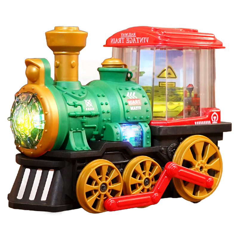 Martin Brother Electric Train Toy, Children's Steam Locomotive, Omnidirectional Wheels, Spray Train Head Model, Birthday Gift