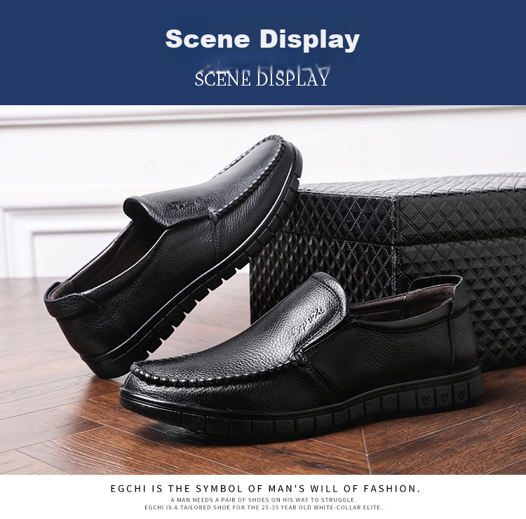 EGCHI Business Casual Shoes for Men, Leather Slip-On Shoes, Top-Grain Cowhide, Middle-Aged Footwear, 36274 All-Season Style, Size 40 29