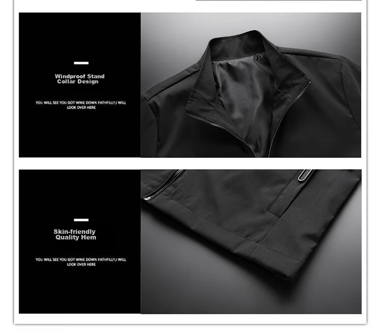 TUCANO Men's Jacket, Business Casual Solid Color Stand Collar, Fashionable Trendy Outerwear for Young And Middle-Aged Men, Black, Size M 5