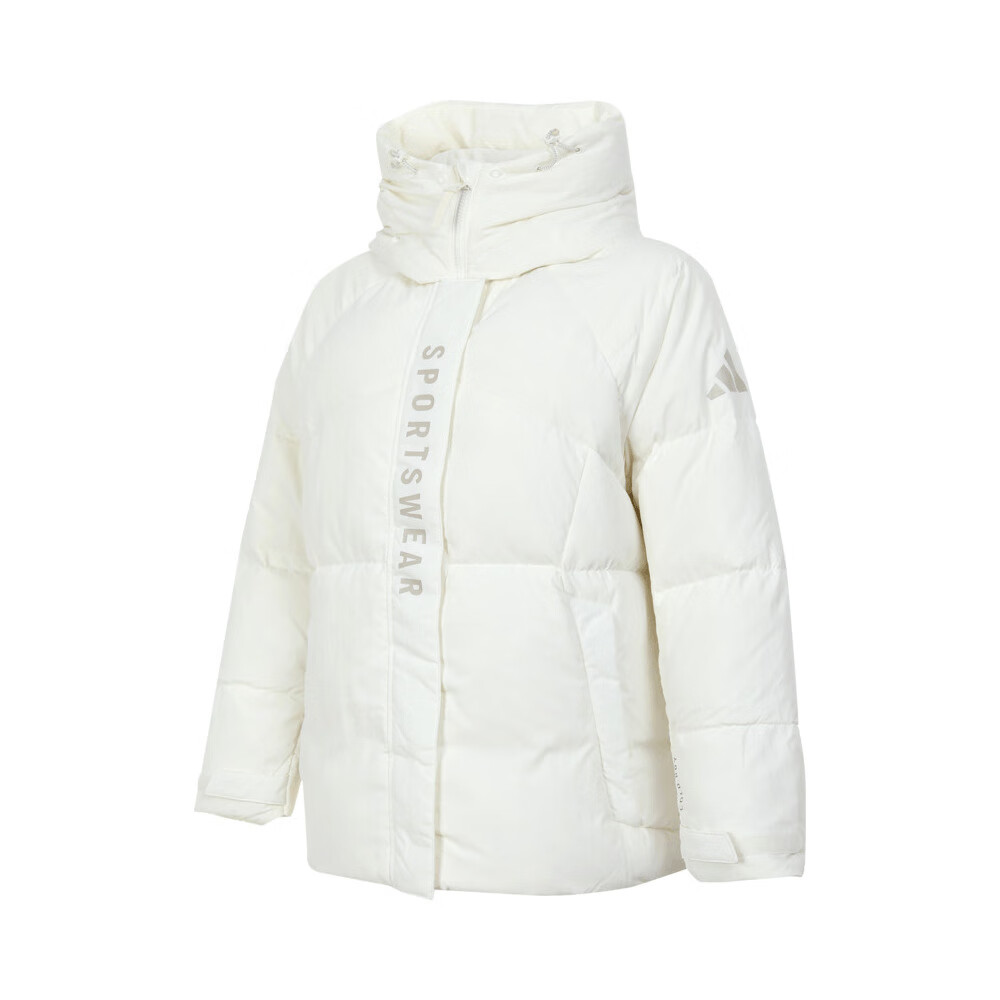 Adidas Women's Winter Regular Duck Down 600 Fill Power White Hooded down Jacket, JM4618, Size L 2
