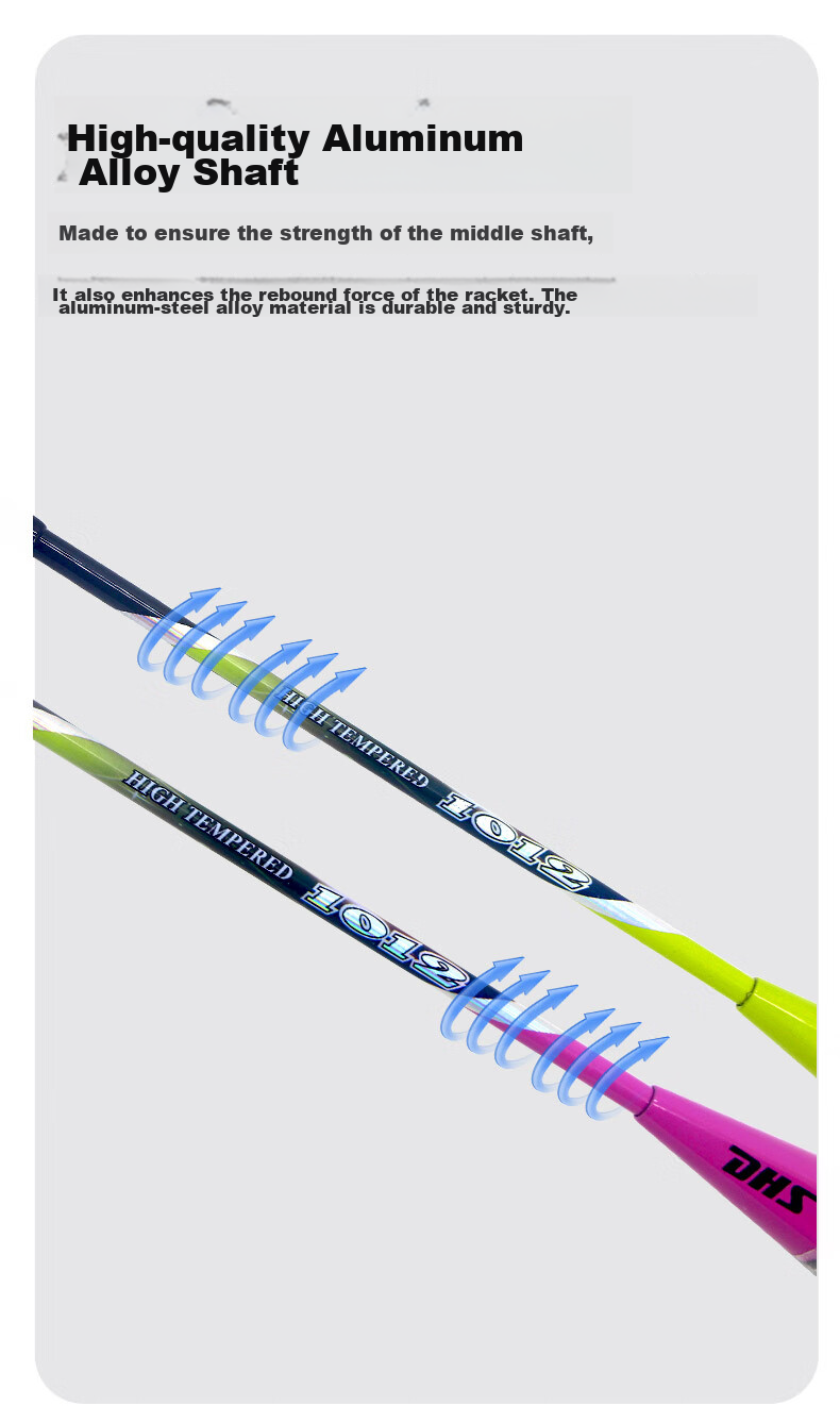 DHS Badminton Racket Set with Shuttlecocks for Training And Competition, Adult And Children's Student Anti-Wear Rackets, 2 Pairs of Rackets 6