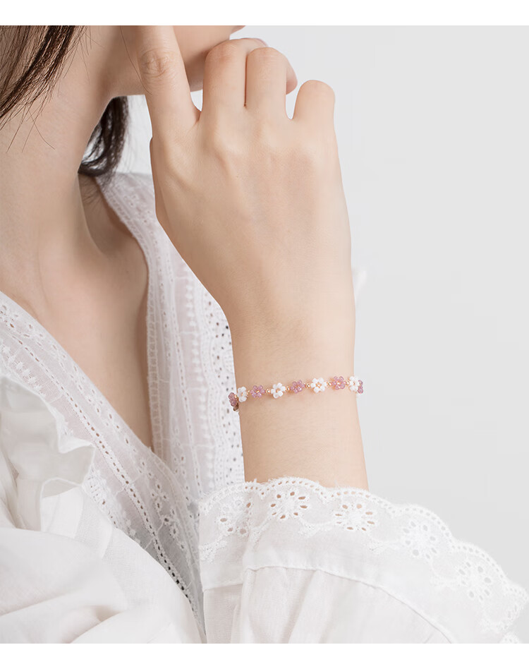 Clect Small Flower Bracelet for Women, New Chinese Style National Trend Student Accessory, Fresh Cord Jewelry, Fashionable Birthday Gift for Girlfriend 4