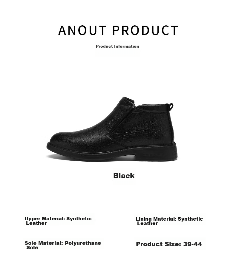 Huili (Warrior) Leather Boots for Men, Business Casual Retro Fashion Boots, Style 1949, Black, Size 44 6