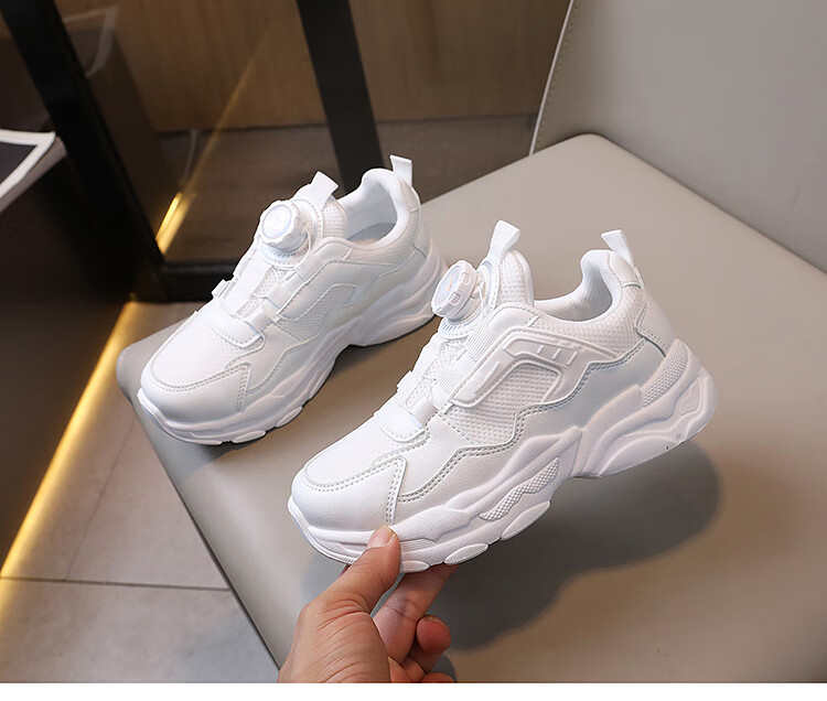Warrior Summer Children's Running Shoes Breathable Mesh White Sneakers Dad Shoes WZ(CL)-0649 White 35 1