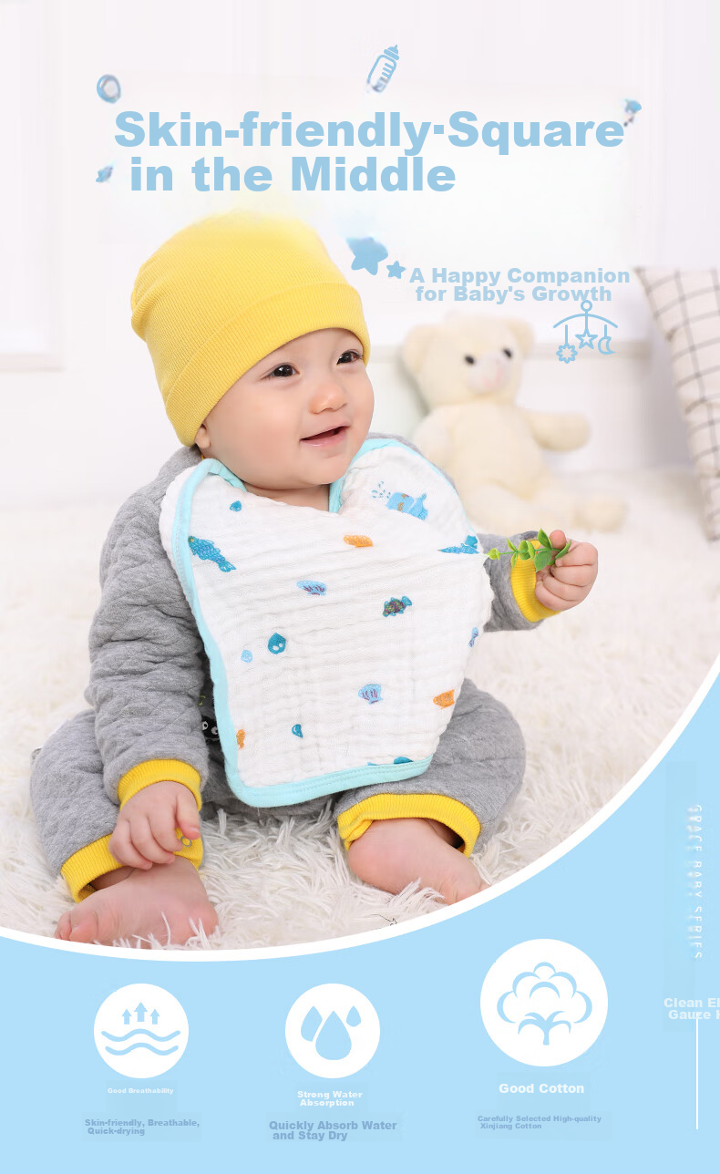 Grace Class A Children's Towels, Pure Cotton Towel Set of 3, Thickened Absorbent Face Towels, 70g/piece 1